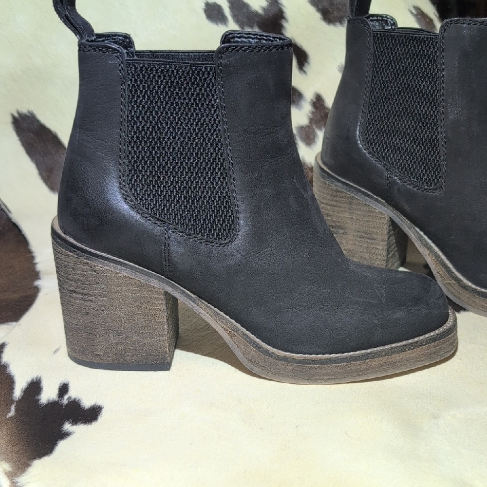 Diba True Black Ankle Boots with Block Heel
